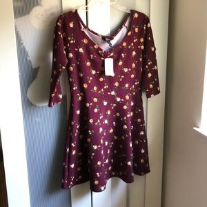Burgundy floral skater dress